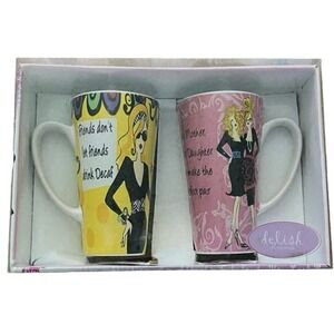 Delish NWT Set of Two 16 oz Coffee / Latte Mugs by Working Girls Design